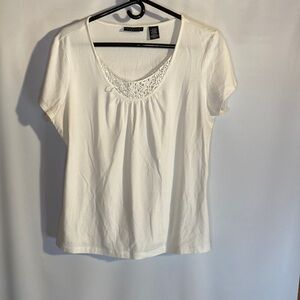 Apostrophe Stretch Women Crewneck Blouse Short Boho Sleeves Top Size XL